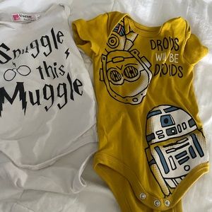 Onesies!  Star Wars!  Droids will be droids 12 months